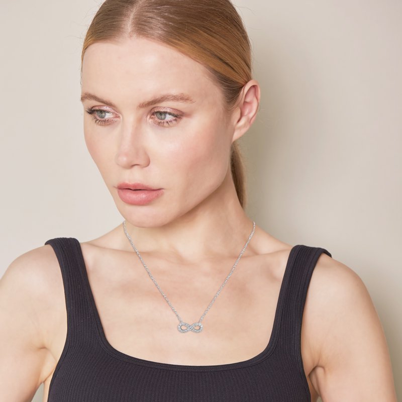 Lab Grown Diamond Infinity Pendant Necklace for Women in Silver - 1/5 Ct