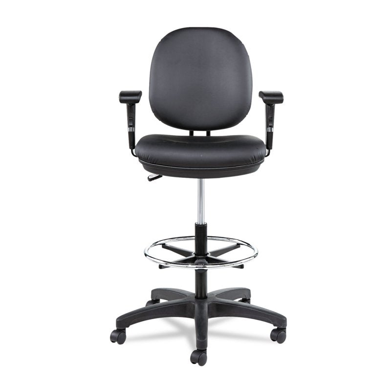 Adjustable Swivel Task Stool with Faux Leather Seat & Casters