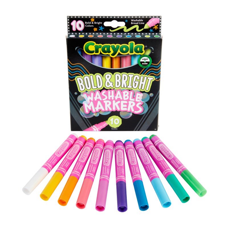 Crayola Broad Line Markers Set - 10 Bright & Washable Kids Art Supplies