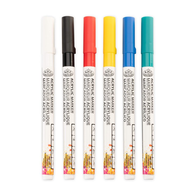 6-Piece Acrylic Marker Set for Art & Crafts - Multi-Surface, Fine Details