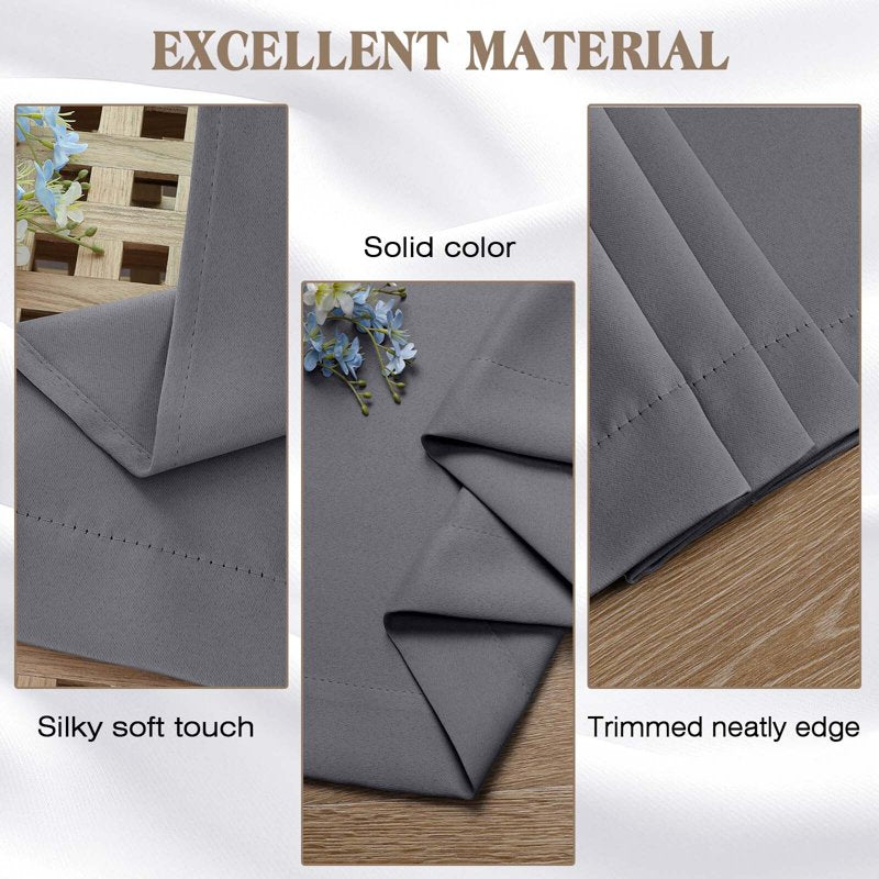 Grey Kitchen Window Valances 14 Inch Length 2 Pack - Room Darkening Short Curtains