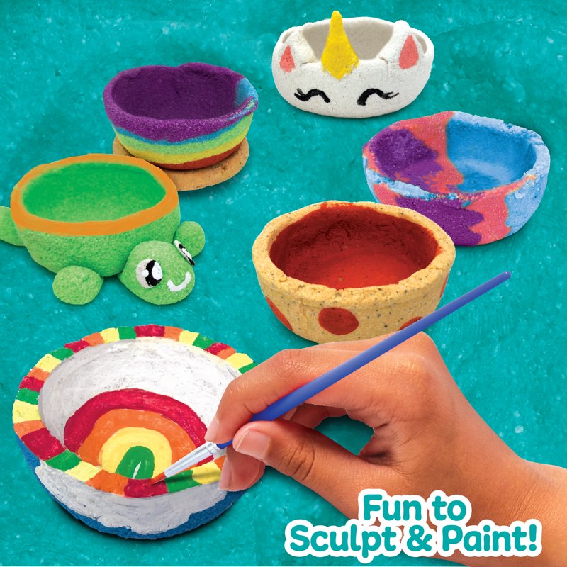 Kids Sand Dough Pottery Press Kit with Paint & Tools for Ages 6+