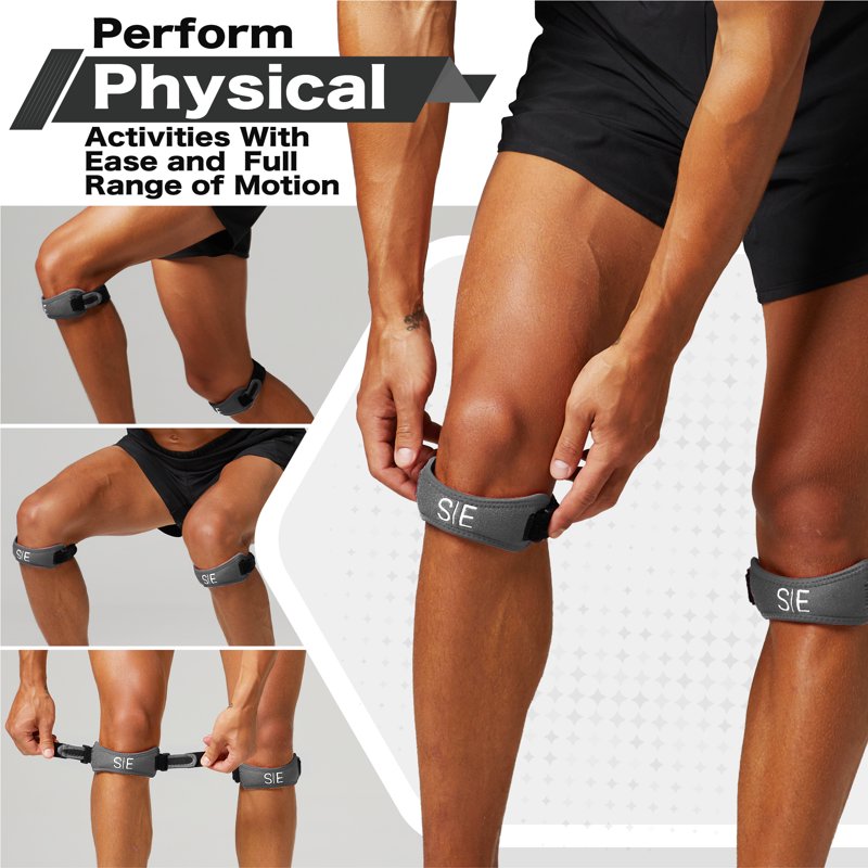 Adjustable Knee Support Strap with Compression Pad for Pain Relief & Stability - 2 Pack