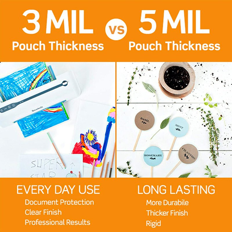 5 Mil Clear Laminating Pouches 5.38 x 3.75 Inches, Gloss Finish, 20 Pack