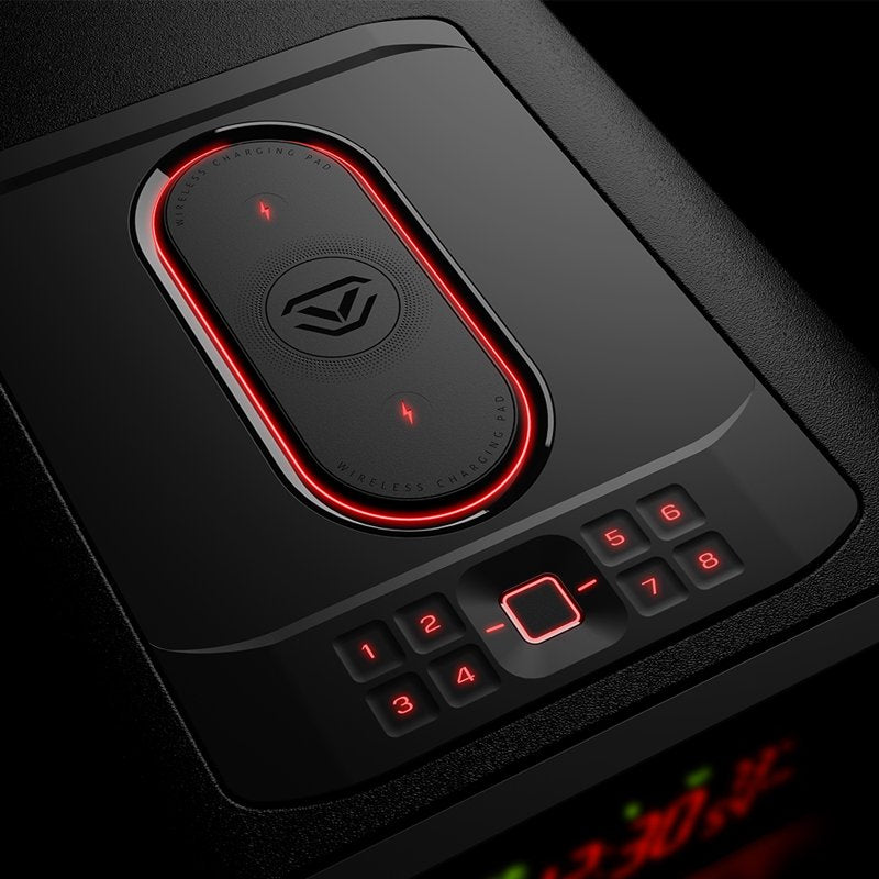 Smart Home Safe with Biometric Scanner and Wireless Charging Pad