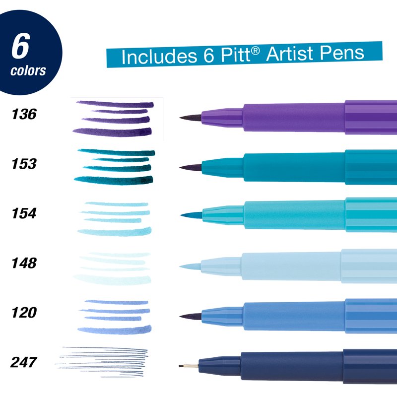 Faber-Castell Pitt Artist Pen Lettering Set Blue for Calligraphy & Art