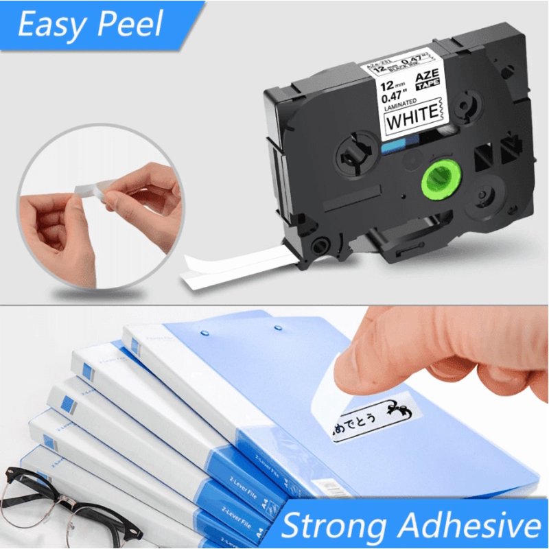 Laminated Label Tape Set for Brother P-Touch - 6 Colors, 12mm, Waterproof & Easy Peel