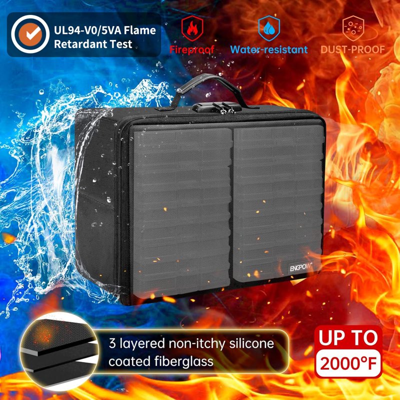 Fireproof Photo Storage Box with Lock and 18 Photo Cases - 4x6 Inch Organizer for Photos, Documents, Valuables