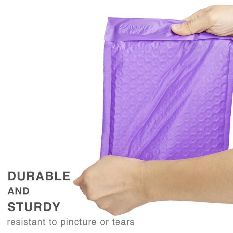 Poly Bubble Mailers 4x8 Purple 50 Count - Tear & Puncture Resistant Packaging
