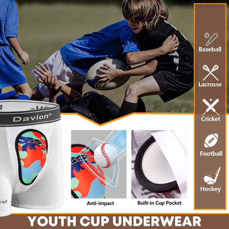 Youth Boys Baseball Compression Shorts with Protective Cup - Breathable Athletic Underwear