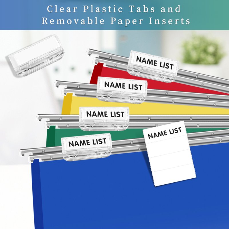 Heavy Duty Plastic Hanging File Folders with Metal Hook - Letter Size, Adjustable Tabs, 20 Pack