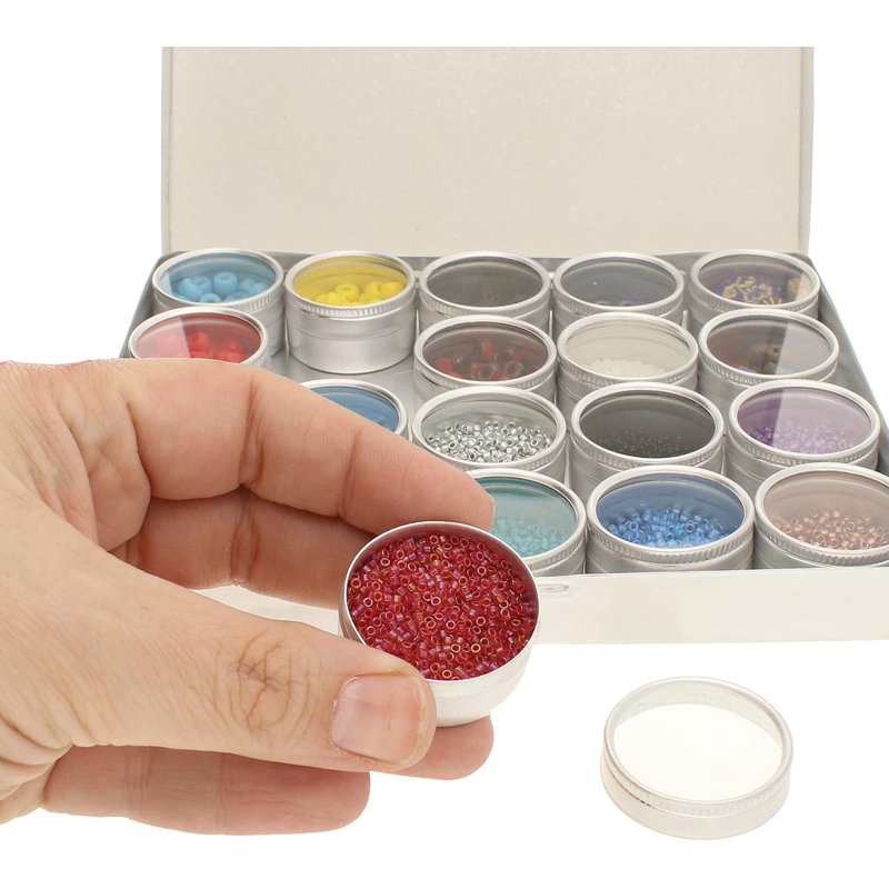 Craft Storage Box with 20 Aluminum Compartments for Beads & DIY Supplies
