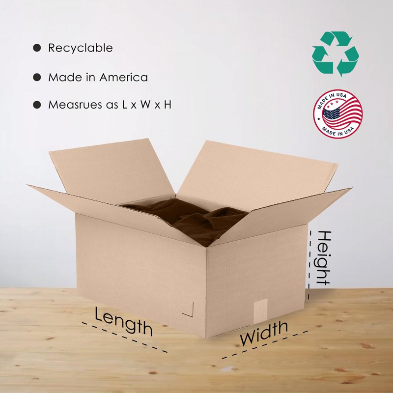 Corrugated Shipping & Moving Boxes - Eco-Friendly Kraft Cardboard Pack of 25
