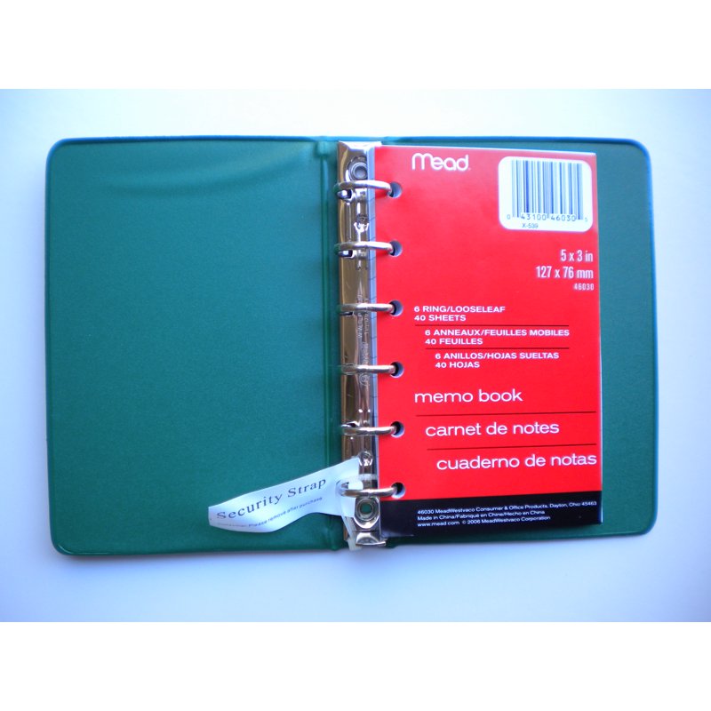 Mini Green Memo Books with 6-Ring Binding, 3x5 Inch Lined Paper (Set of 2)