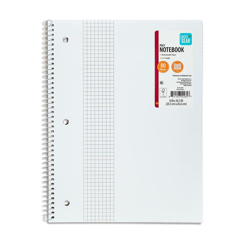 1-Subject Grid Ruled Notebook with Poly Cover - 80 Sheets, 8.5 x 10.5 in