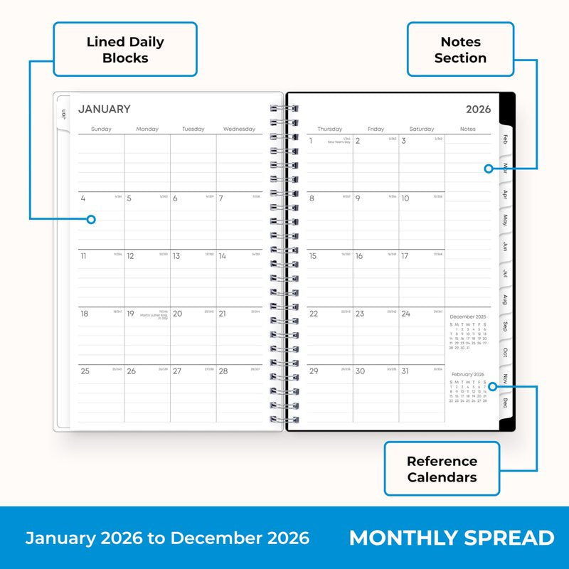 2026 Weekly Monthly Planner Calendar 5 x 8 Inch with Clear Pocket Cover