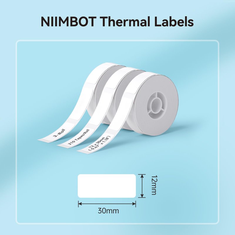 Thermal Label Rolls for D11/D110/D101 Printer - Waterproof, Tear-Resistant, 14x30mm, 3 Rolls