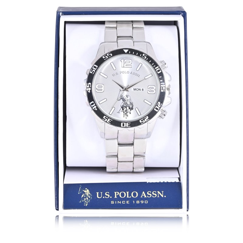 Men's Silver Analog Watch with Sports Bezel - One Size