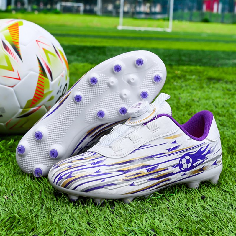 ChiVerve Unisex Kids Baseball Cleats, Softball & Soccer Football Shoes - White Purple AG