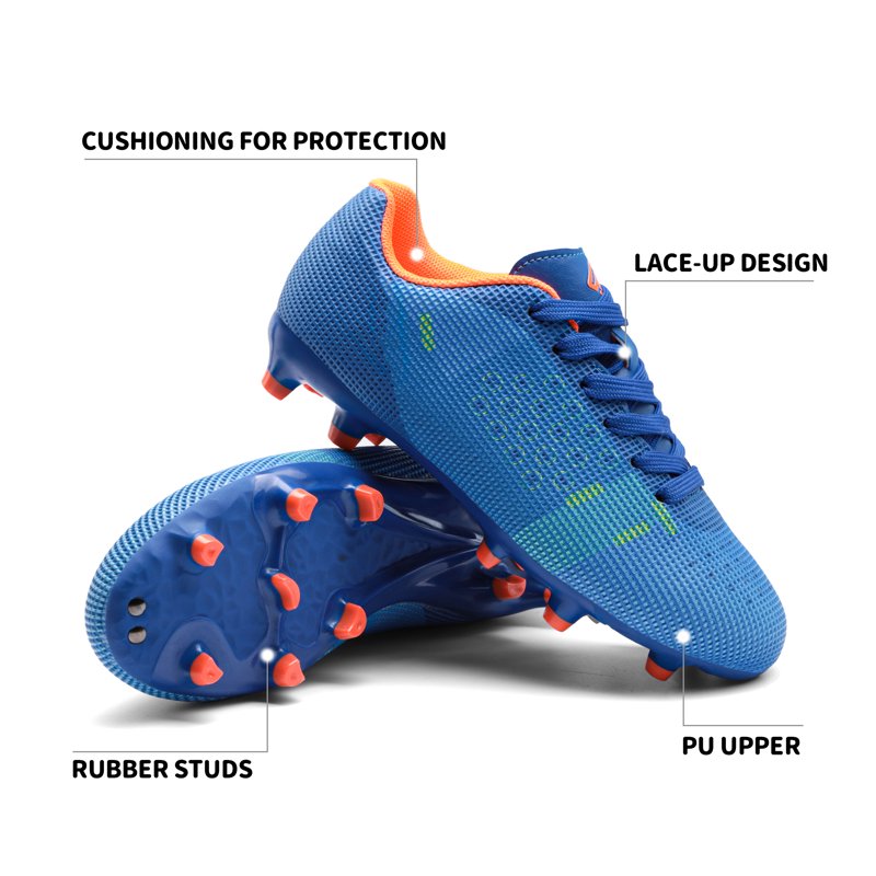 Dream Pairs Soccer Cleats for Kids Royal Blue/Orange Size 12 - Boys & Girls Football Shoes