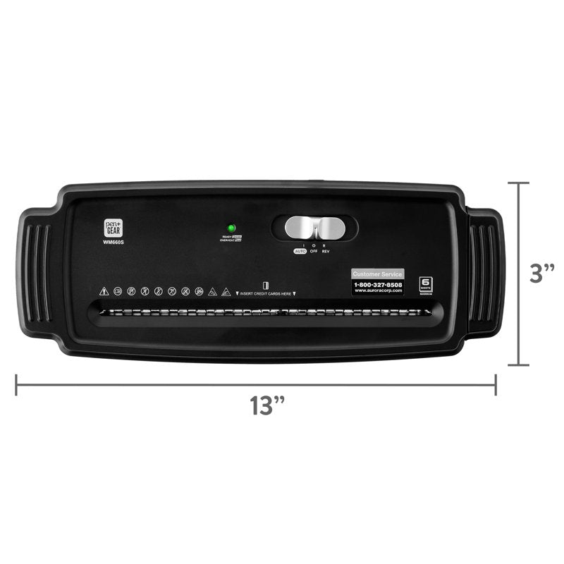 6-Sheet Credit Card & Paper Shredder - Compact Strip Cut Office & Home Use