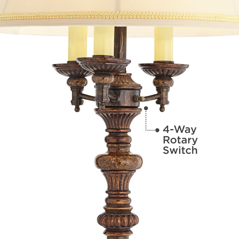 Traditional Floor Lamp with Candelabra Style 4-Light Bell Shade - 64.5" Tall