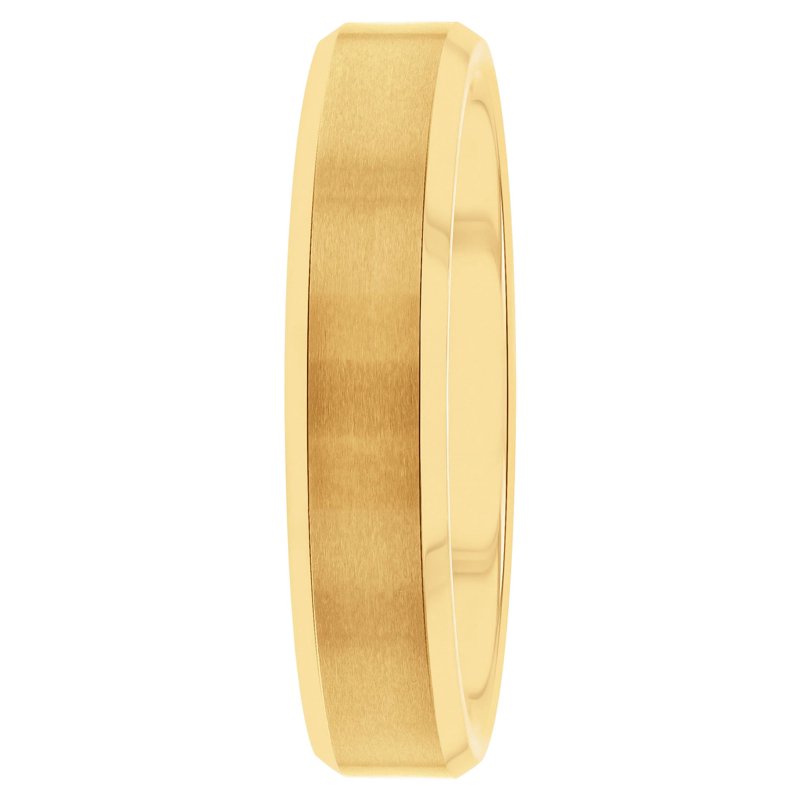Men's Gold-Tone Tungsten Beveled 5mm Wedding Band - Classic Durable Men's Ring