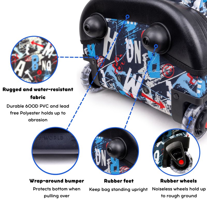 Kids 17-Inch Rolling Backpack with Wheels & Multiple Designs - Lightweight & Durable