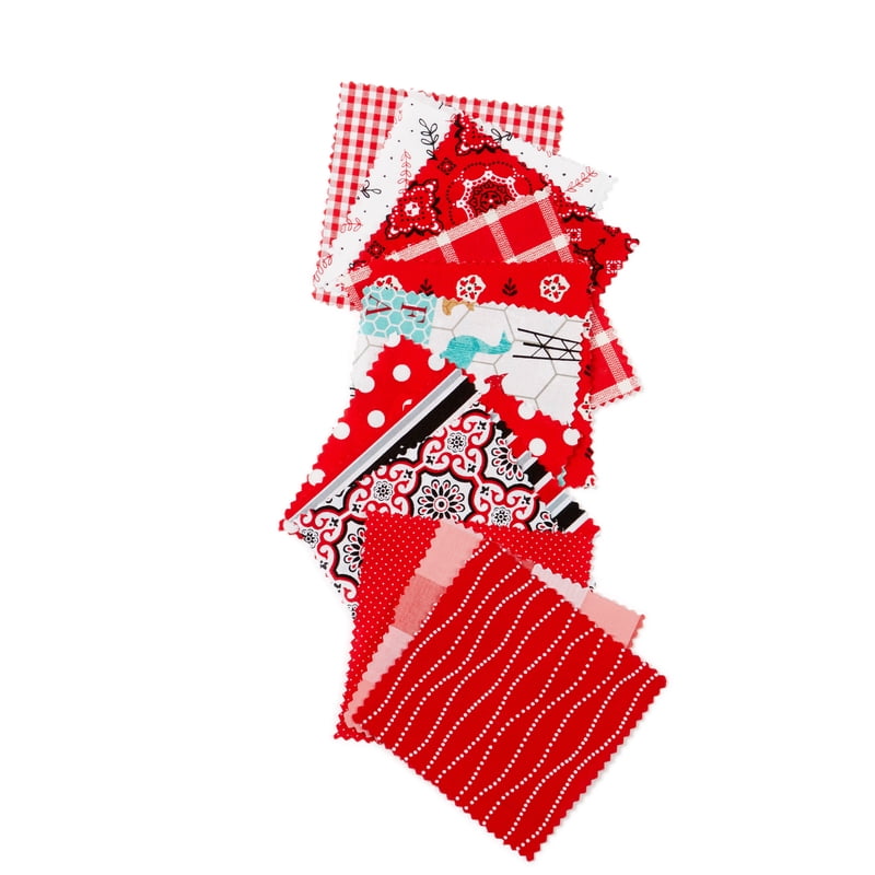 Cotton Bandana Print Fabric 1 Yard - Red for Quilting & Sewing, 44" Wide, 2 Pack