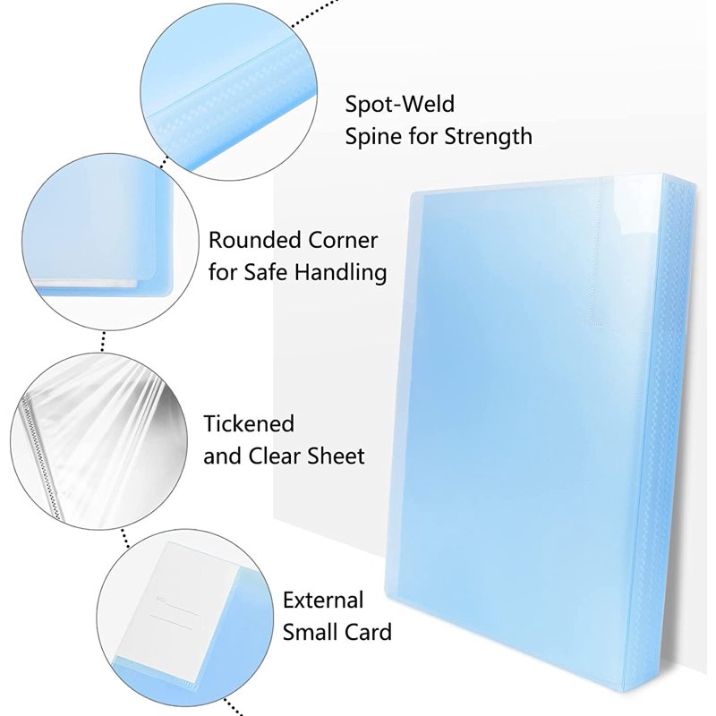 4-Piece A4 Presentation Book with 60 Clear Sheet Protectors Waterproof Folder