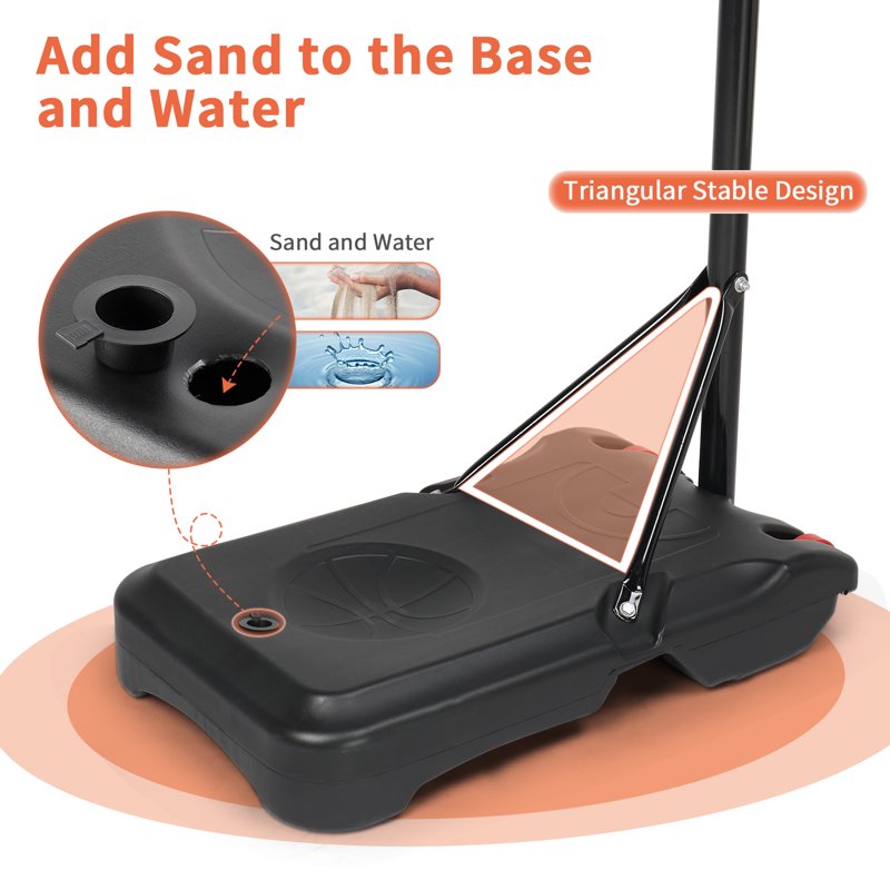 Portable Basketball Hoop System with Adjustable Height 6.5-8 ft and PVC Backboard