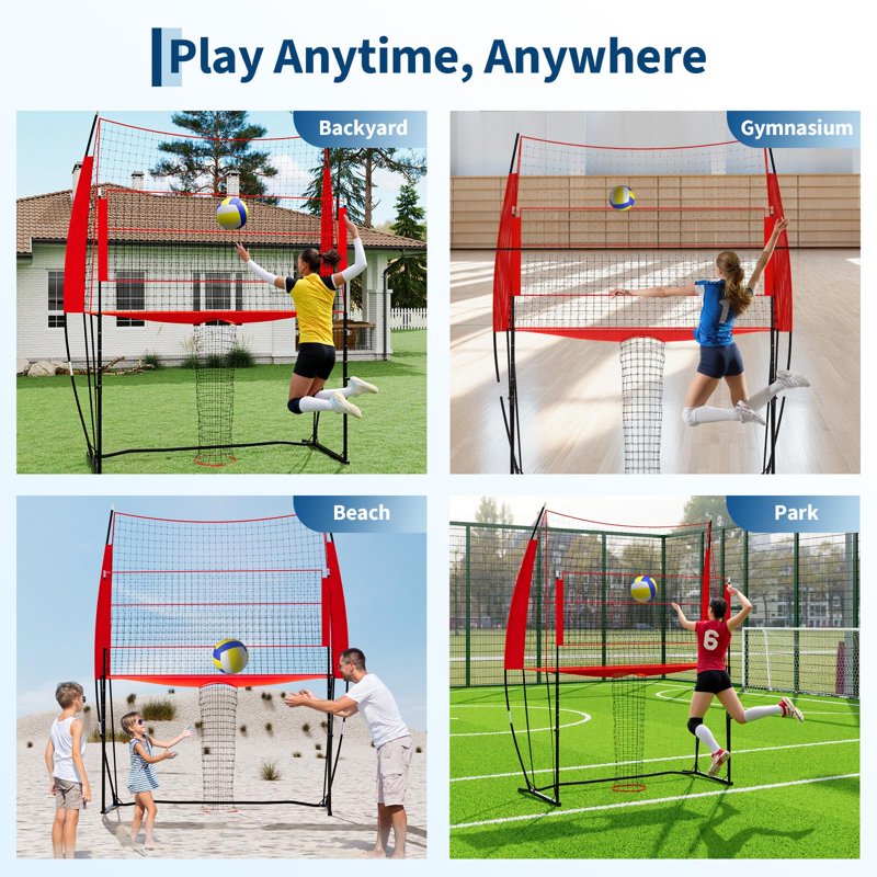 Portable Volleyball Net System 8x11 Ft Adjustable Height Indoor Outdoor
