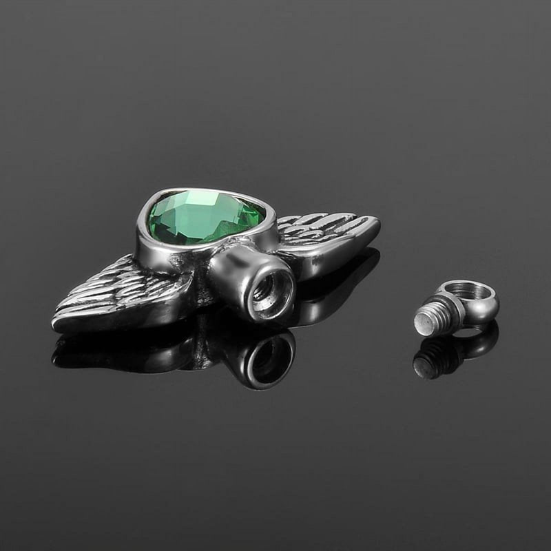 Cremation Jewelry for Ashes Keepsake Necklace with Free Funnel and Velvet Box - Angel Wings Style