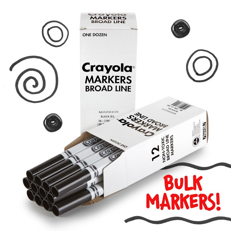 Bulk Conical Tip Markers - Black, 12 Pack, 3 Sets - Art & School Supplies