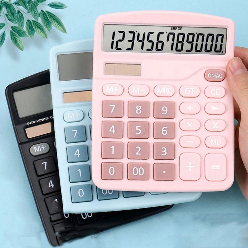 Large Screen Office Desktop Calculator - 12-Digit Digital Display, Dual Power