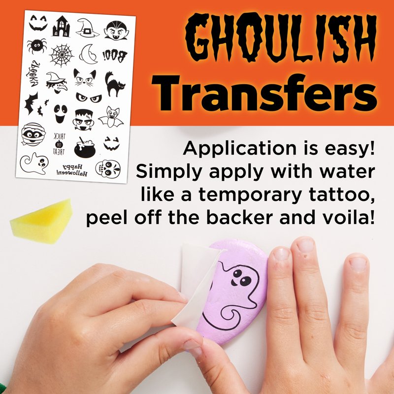 Halloween Rock Painting Kit with Glow-in-the-Dark Paint and Spooky Transfers | Kids Crafts for Outdoors