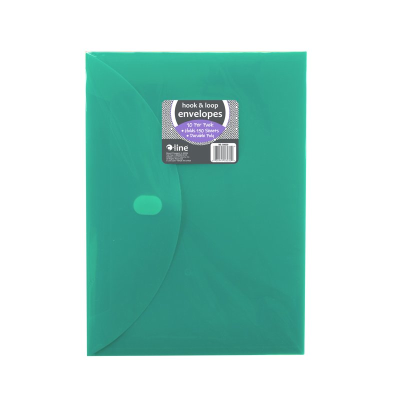 Reusable Envelopes with Hook and Loop Closure - 8.5 x 11 Assorted Colors, Pack of 10