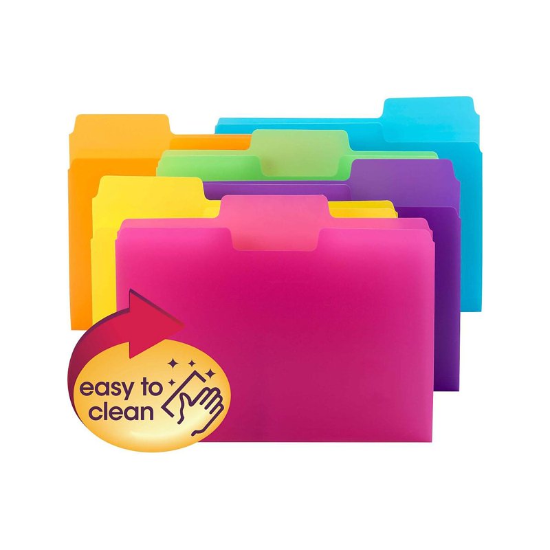 Poly File Folders with Oversized Tabs - Letter Size, 18 Pack