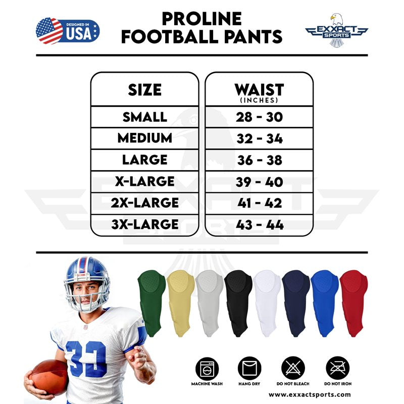Men's Football Practice Pants with 7 Flex Pads Lightweight Protective Gear