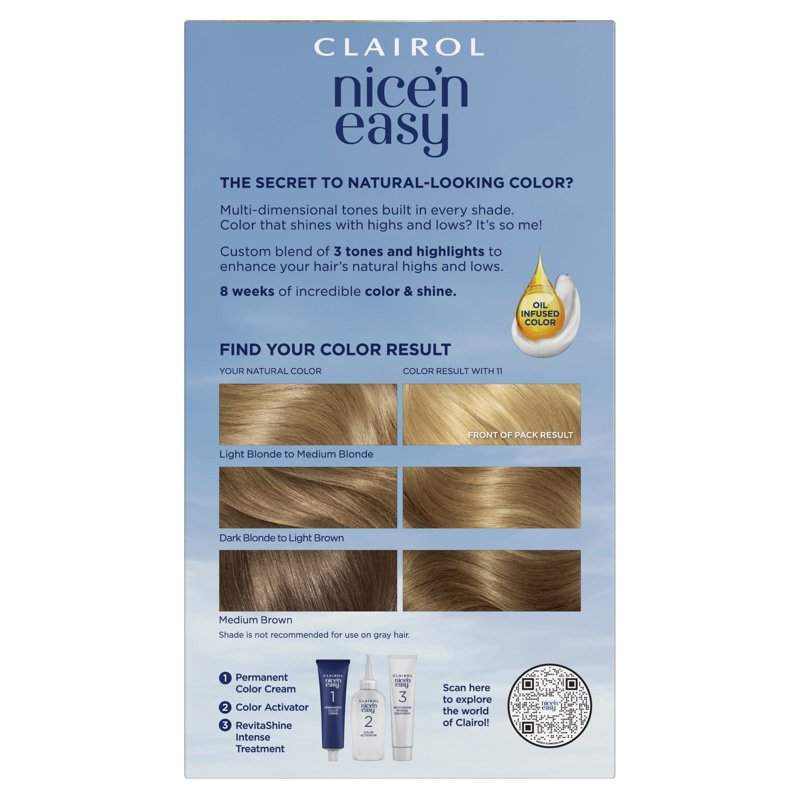 Permanent Hair Color Cream Kit - Natural-Looking Shades for Gray Coverage