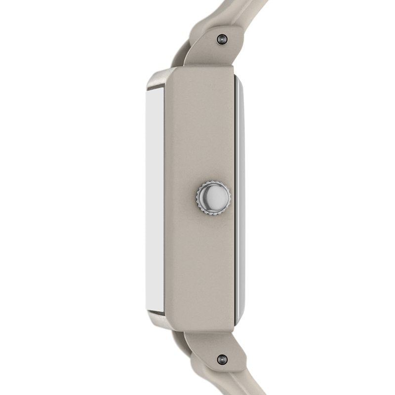 Women's Taupe Square Case Watch with Silicone Strap - Casual & Elegant