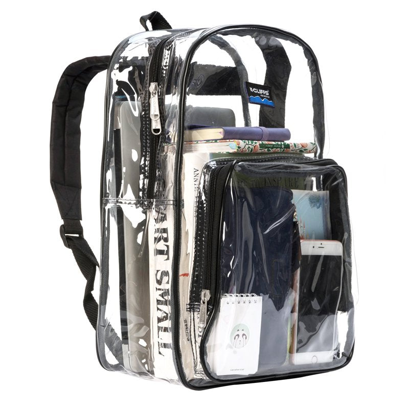 Unisex Clear Backpack for School - Transparent Student Bookbag with Padded Straps