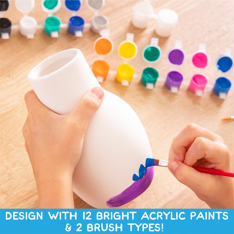 Paint Your Own Ceramic Pottery Art Kit - Includes 4 Projects & Bright Colors