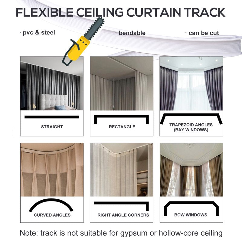 Room Divider Curtains with Ceiling Track Set - Blackout, Privacy, Flexible Mounting