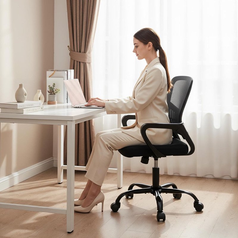 Ergonomic Mesh Office Chair with Lumbar Support, Adjustable Height, Breathable Back