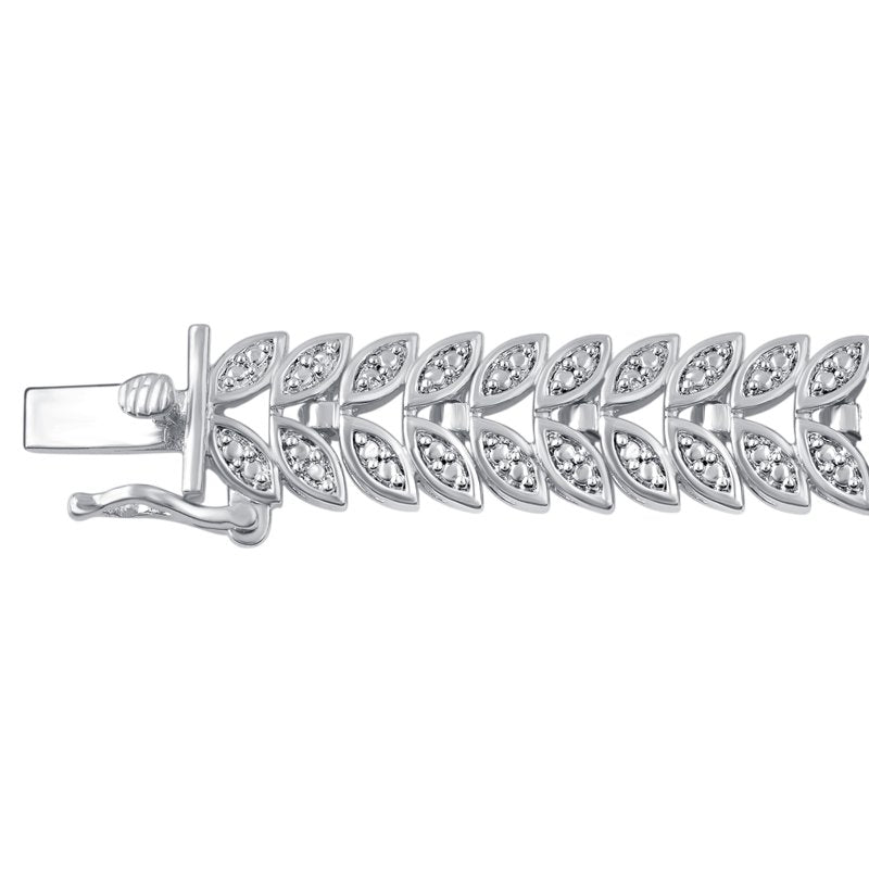 Diamond Accent Leaf Bracelet - Silver Tone Over Brass, 7.5 Inch