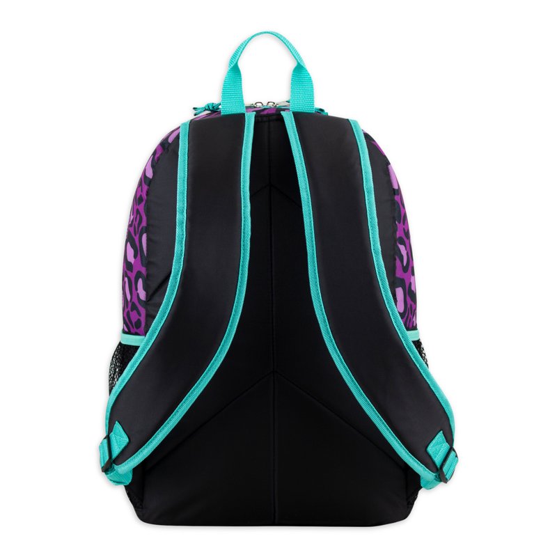 Unisex Triple Pocket Backpack with Leopard Print - Casual School & Travel Bag