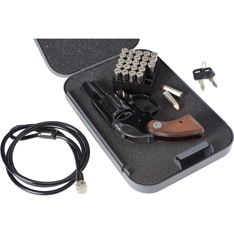 Lock Box Safe with Key Lock 18-Gauge Steel Security Pistol Storage 9.5 x 6.5 x 1.75 Inches Black
