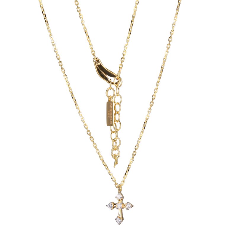 Gold Cross Pendant Necklace - 18 Inch Chain with 2 Inch Extension