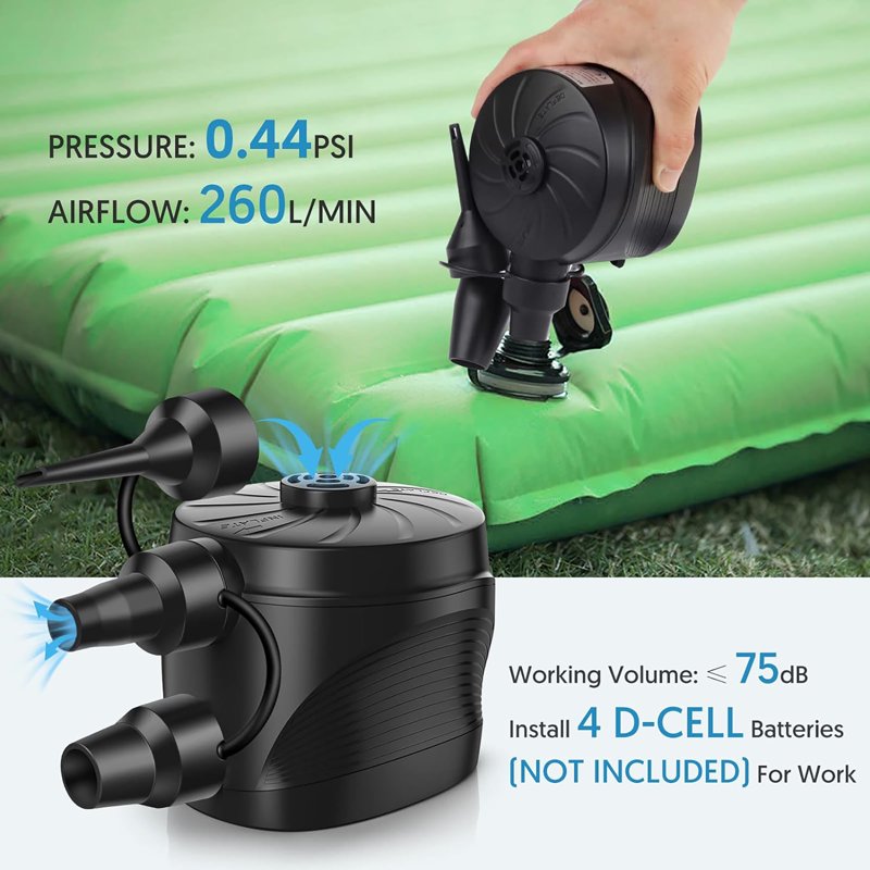 Battery Powered Air Pump for Inflatables & Air Mattresses - Portable Deflate & Inflate Tool